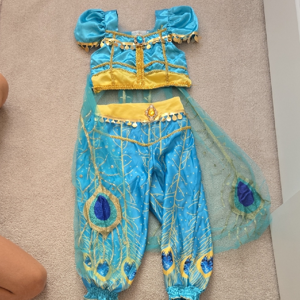 Sparkling Blue and Gold Peacock Costume for Kids